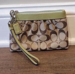 Coach EUC Brown Khaki Canvas & Pale Green wrapping